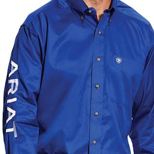 ARIAT TEAM LOGO TWILL CLASSIC LONG SLEEVE ULTRAMARINE/WHITE 10017498