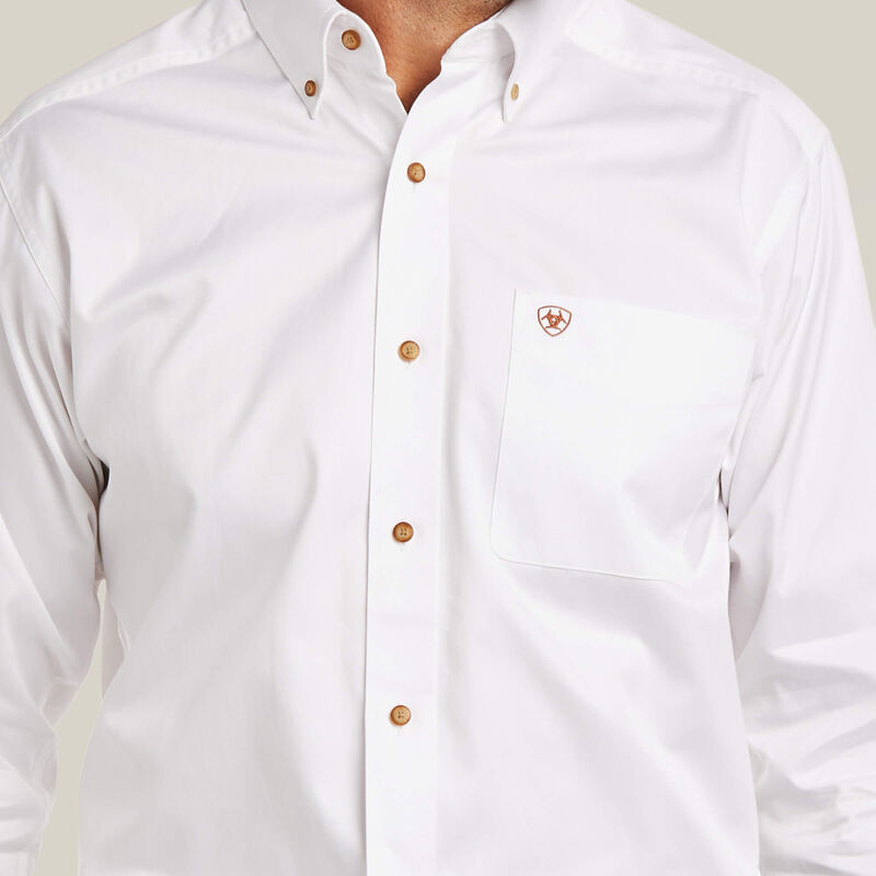 ARIAT SOLID LONG SLEEVE CLASSIC SHIRT WHITE 10000503