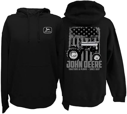 John Deere Black Tractor Flag Hoodie