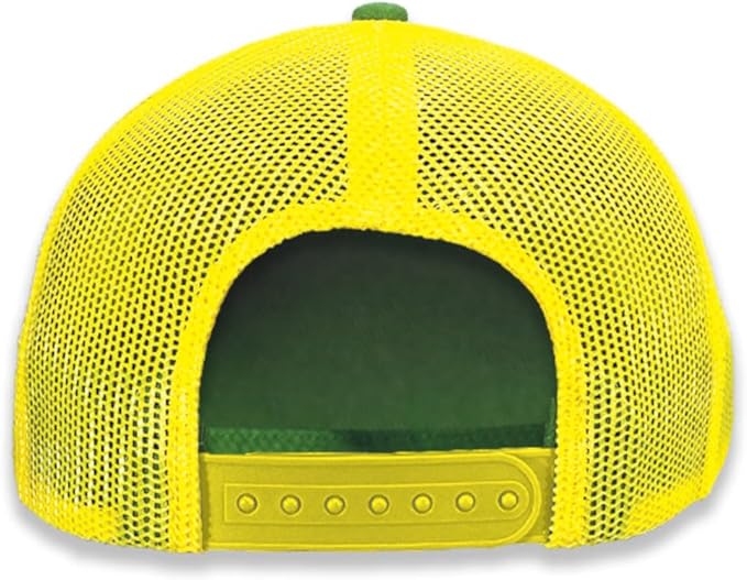 John Deere Baseball Cap Trucker Hat 13083359Gr Current Front Left Baseball Cap Trucker Hat Trademark Emb Gryw Green/Yellow