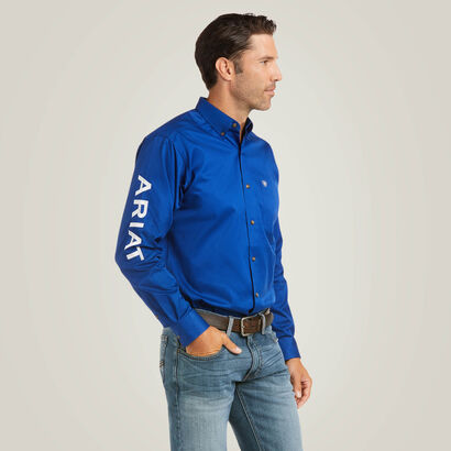ARIAT TEAM LOGO TWILL CLASSIC LONG SLEEVE ULTRAMARINE/WHITE 10017498