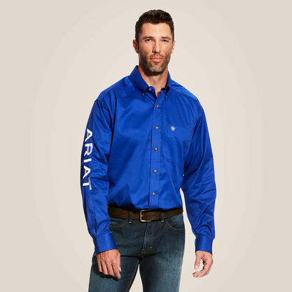 ARIAT TEAM LOGO TWILL CLASSIC LONG SLEEVE ULTRAMARINE/WHITE 10017498