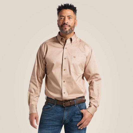 ARIAT SOLID LONG SLEEVE CLASSIC KHAKI SHIRT 10000505